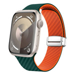 Bracelet de montre à boucle magnétique argentée en fibre de carbone, pour Apple Watch Series 9 45mm, pour Apple Watch Series 9 41mm, pour Apple Watch Ultra 49mm