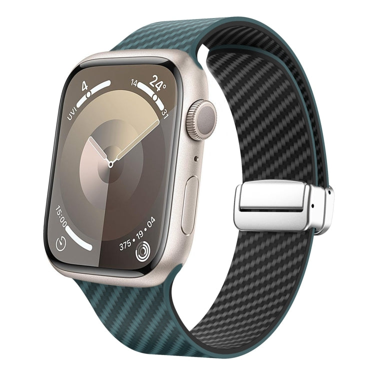 Bracelet de montre à boucle magnétique argentée en fibre de carbone, pour Apple Watch Series 9 45mm, pour Apple Watch Series 9 41mm, pour Apple Watch Ultra 49mm