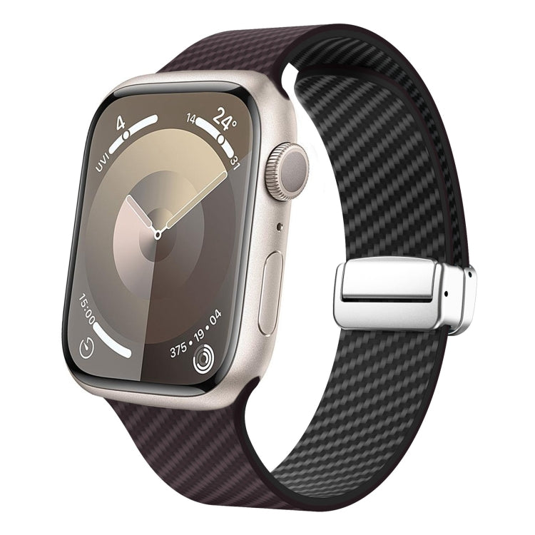 Bracelet de montre à boucle magnétique argentée en fibre de carbone, pour Apple Watch Series 9 45mm, pour Apple Watch Series 9 41mm, pour Apple Watch Ultra 49mm