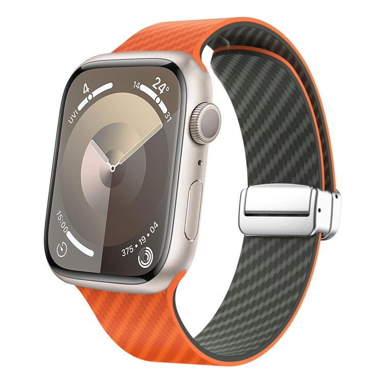 Bracelet de montre à boucle magnétique argentée en fibre de carbone, pour Apple Watch Series 9 45mm, pour Apple Watch Series 9 41mm, pour Apple Watch Ultra 49mm