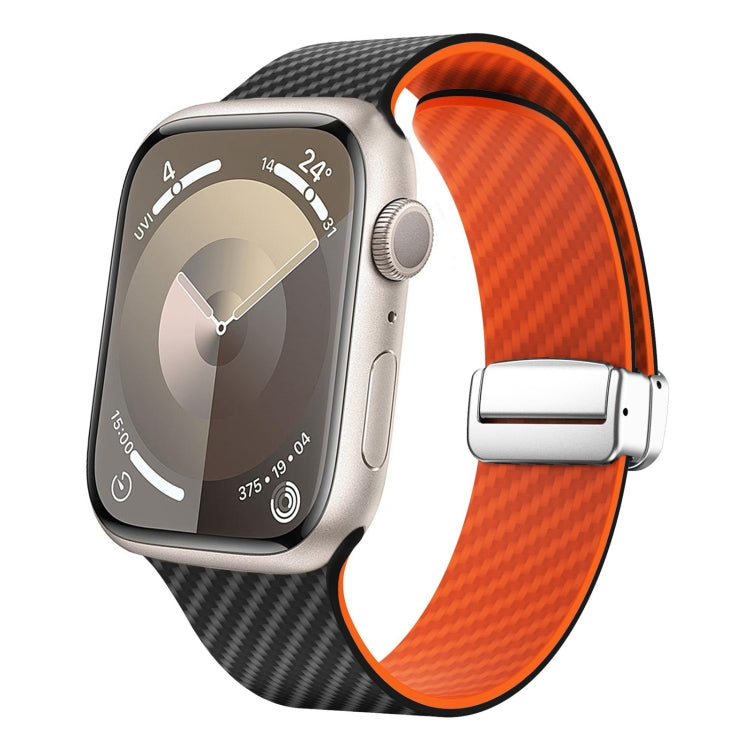 Bracelet de montre à boucle magnétique argentée en fibre de carbone, pour Apple Watch Series 9 45mm, pour Apple Watch Series 9 41mm, pour Apple Watch Ultra 49mm