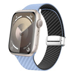 Bracelet de montre à boucle magnétique argentée en fibre de carbone, pour Apple Watch Series 9 45mm, pour Apple Watch Series 9 41mm, pour Apple Watch Ultra 49mm