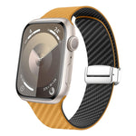 Bracelet de montre à boucle magnétique argentée en fibre de carbone, pour Apple Watch Series 9 45mm, pour Apple Watch Series 9 41mm, pour Apple Watch Ultra 49mm