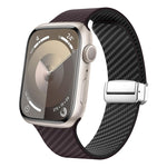 Bracelet de montre à boucle magnétique argentée en fibre de carbone, pour Apple Watch Series 9 45mm, pour Apple Watch Series 9 41mm, pour Apple Watch Ultra 49mm