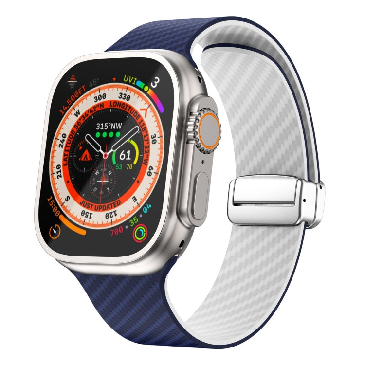 Bracelet de montre à boucle magnétique argentée en fibre de carbone, pour Apple Watch Series 9 45mm, pour Apple Watch Series 9 41mm, pour Apple Watch Ultra 49mm