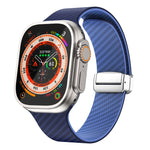 Bracelet de montre à boucle magnétique argentée en fibre de carbone, pour Apple Watch Series 9 45mm, pour Apple Watch Series 9 41mm, pour Apple Watch Ultra 49mm