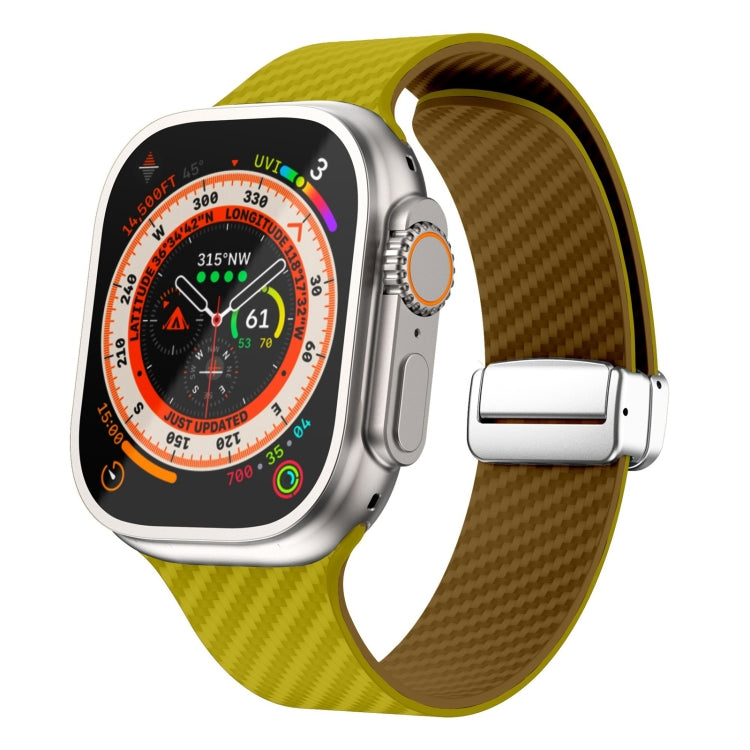 Bracelet de montre à boucle magnétique argentée en fibre de carbone, pour Apple Watch Series 9 45mm, pour Apple Watch Series 9 41mm, pour Apple Watch Ultra 49mm