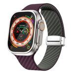 Bracelet de montre à boucle magnétique argentée en fibre de carbone, pour Apple Watch Series 9 45mm, pour Apple Watch Series 9 41mm, pour Apple Watch Ultra 49mm