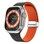 Bracelet de montre à boucle magnétique argentée en fibre de carbone, pour Apple Watch Series 9 45mm, pour Apple Watch Series 9 41mm, pour Apple Watch Ultra 49mm