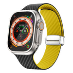 Bracelet de montre à boucle magnétique argentée en fibre de carbone, pour Apple Watch Series 9 45mm, pour Apple Watch Series 9 41mm, pour Apple Watch Ultra 49mm