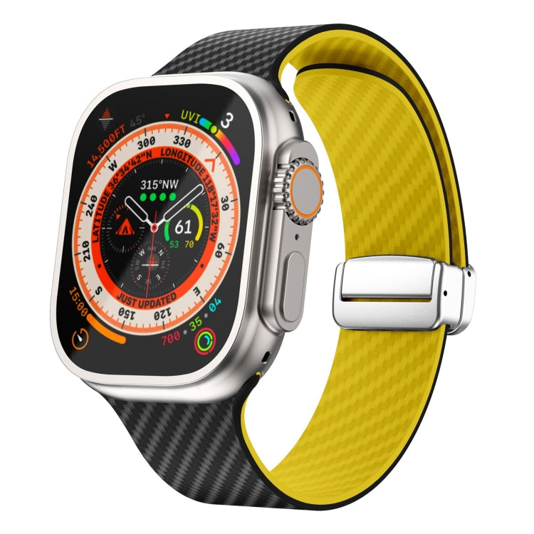 Bracelet de montre à boucle magnétique argentée en fibre de carbone, pour Apple Watch Series 9 45mm, pour Apple Watch Series 9 41mm, pour Apple Watch Ultra 49mm