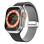 Bracelet de montre à boucle magnétique argentée en fibre de carbone, pour Apple Watch Series 9 45mm, pour Apple Watch Series 9 41mm, pour Apple Watch Ultra 49mm