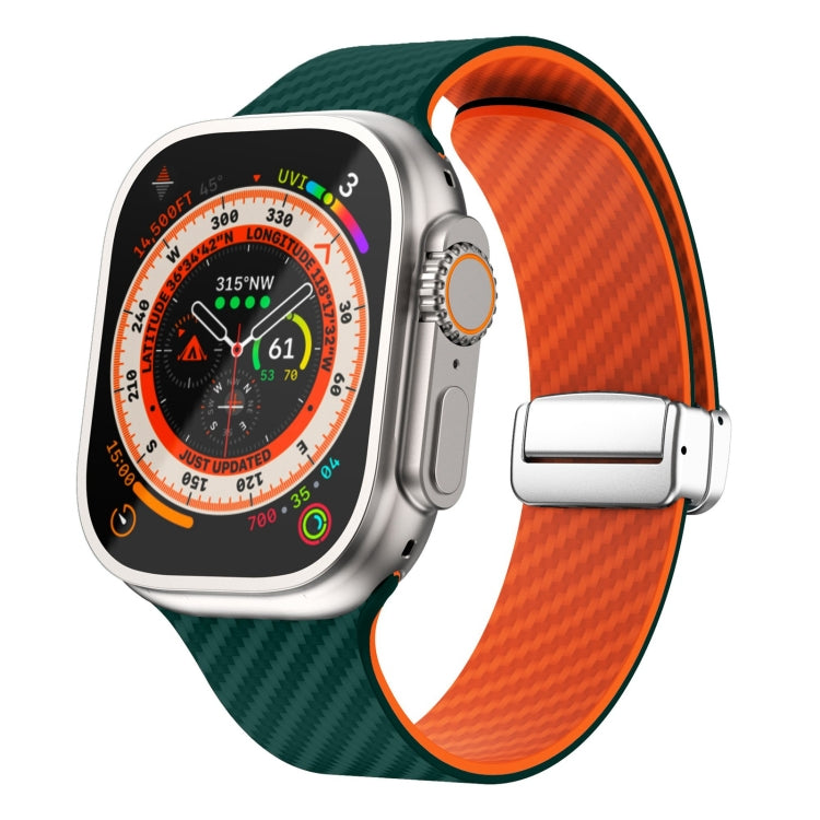 Bracelet de montre à boucle magnétique argentée en fibre de carbone, pour Apple Watch Series 9 45mm, pour Apple Watch Series 9 41mm, pour Apple Watch Ultra 49mm