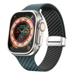 Bracelet de montre à boucle magnétique argentée en fibre de carbone, pour Apple Watch Series 9 45mm, pour Apple Watch Series 9 41mm, pour Apple Watch Ultra 49mm