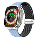 Bracelet de montre à boucle magnétique argentée en fibre de carbone, pour Apple Watch Series 9 45mm, pour Apple Watch Series 9 41mm, pour Apple Watch Ultra 49mm