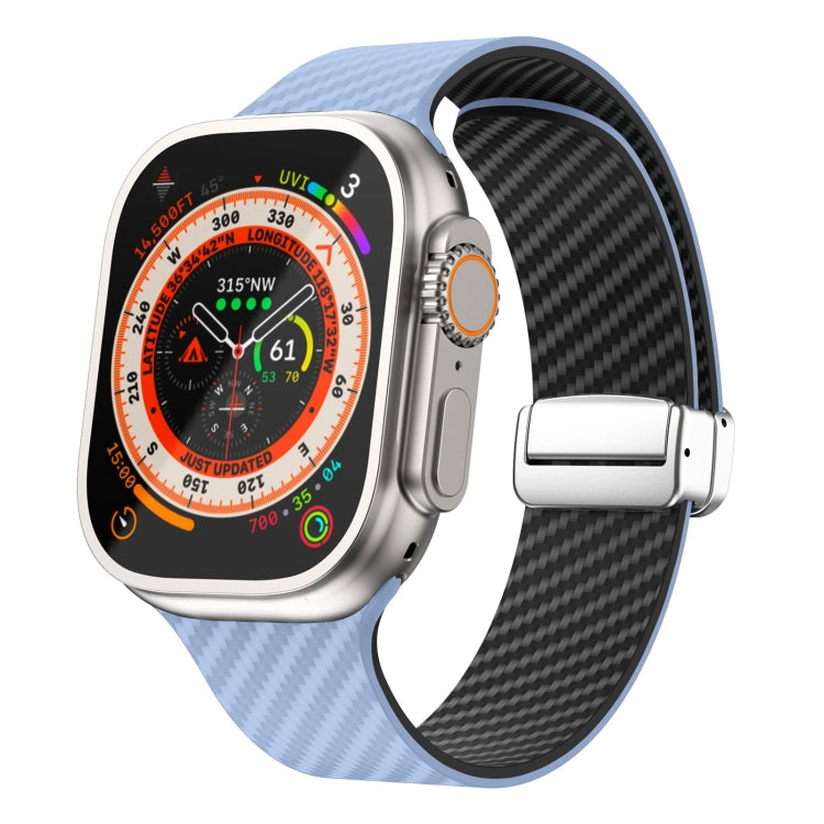 Bracelet de montre à boucle magnétique argentée en fibre de carbone, pour Apple Watch Series 9 45mm, pour Apple Watch Series 9 41mm, pour Apple Watch Ultra 49mm