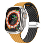 Bracelet de montre à boucle magnétique argentée en fibre de carbone, pour Apple Watch Series 9 45mm, pour Apple Watch Series 9 41mm, pour Apple Watch Ultra 49mm