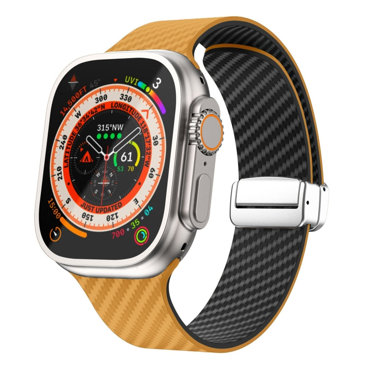 Bracelet de montre à boucle magnétique argentée en fibre de carbone, pour Apple Watch Series 9 45mm, pour Apple Watch Series 9 41mm, pour Apple Watch Ultra 49mm