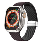 Bracelet de montre à boucle magnétique argentée en fibre de carbone, pour Apple Watch Series 9 45mm, pour Apple Watch Series 9 41mm, pour Apple Watch Ultra 49mm