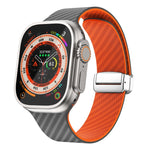 Bracelet de montre à boucle magnétique argentée en fibre de carbone, pour Apple Watch Series 9 45mm, pour Apple Watch Series 9 41mm, pour Apple Watch Ultra 49mm
