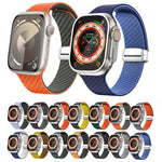 Bracelet de montre à boucle magnétique argentée en fibre de carbone, pour Apple Watch Series 9 45mm, pour Apple Watch Series 9 41mm, pour Apple Watch Ultra 49mm