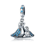 Accessoires de bracelet oiseau en argent S925 incrusté de gemme bleue