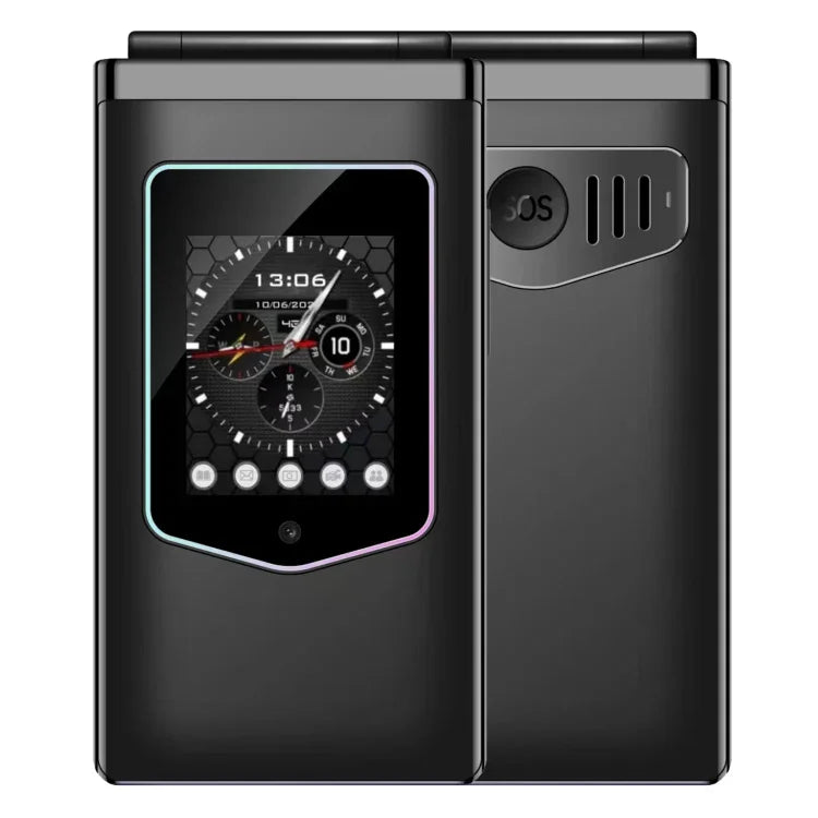 Téléphone à clapet HAMTOD T8 4G, 2,8 pouces + 1,77 pouces, VoLTE, BT, SOS, OTG, version UE