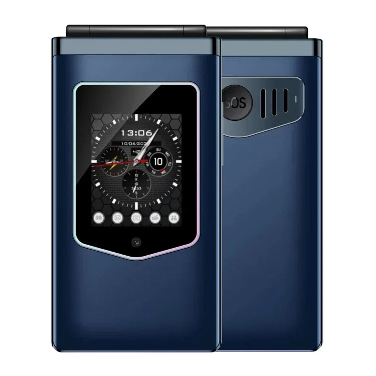 Téléphone à clapet HAMTOD T8 4G, 2,8 pouces + 1,77 pouces, VoLTE, BT, SOS, OTG, version UE