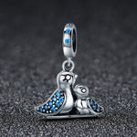 Accessoires de bracelet oiseau en argent S925 incrusté de gemme bleue