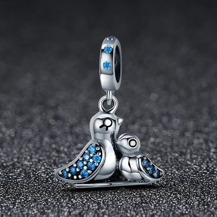 Accessoires de bracelet oiseau en argent S925 incrusté de gemme bleue