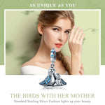 Accessoires de bracelet oiseau en argent S925 incrusté de gemme bleue