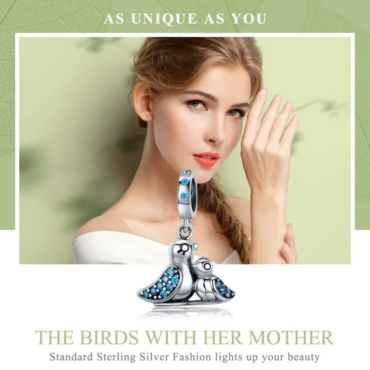 Accessoires de bracelet oiseau en argent S925 incrusté de gemme bleue