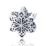 Perles flocons de neige d'hiver en argent sterling S925, accessoires de bracelet et collier à faire soi-même, argent, or rose