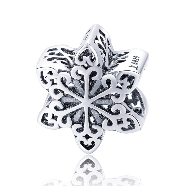 Perles flocons de neige d'hiver en argent sterling S925, accessoires de bracelet et collier à faire soi-même, argent, or rose
