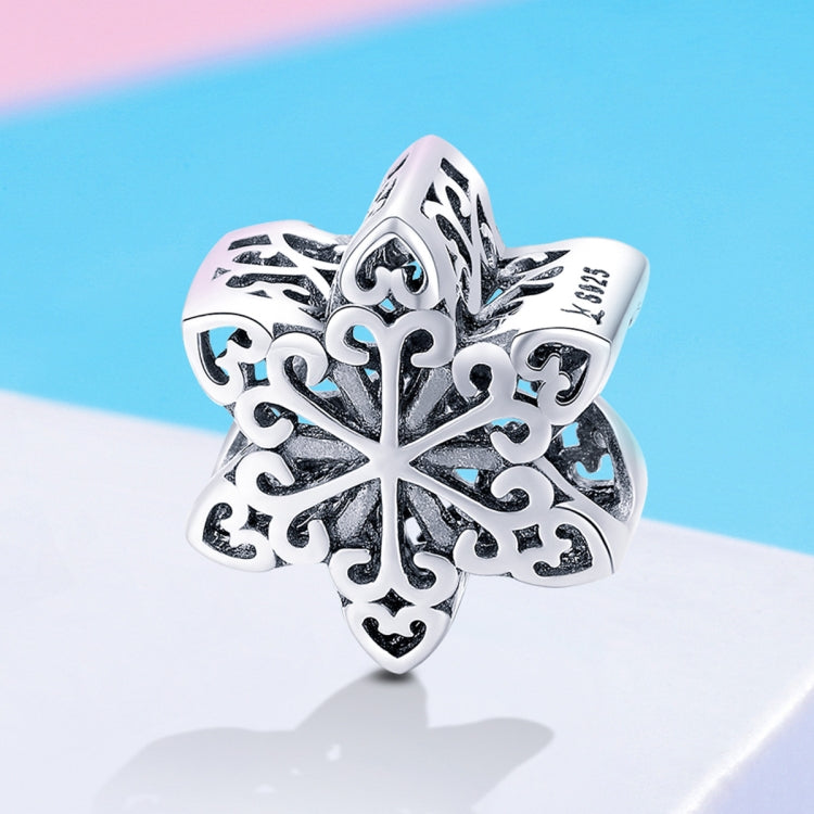 Perles flocons de neige d'hiver en argent sterling S925, accessoires de bracelet et collier à faire soi-même, argent, or rose