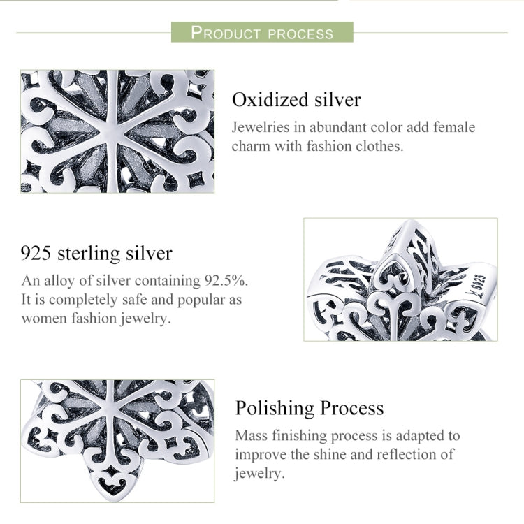 Perles flocons de neige d'hiver en argent sterling S925, accessoires de bracelet et collier à faire soi-même, argent, or rose