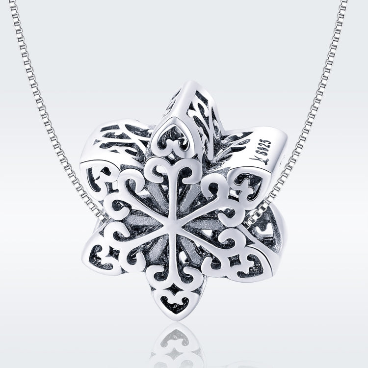 Perles flocons de neige d'hiver en argent sterling S925, accessoires de bracelet et collier à faire soi-même, argent, or rose