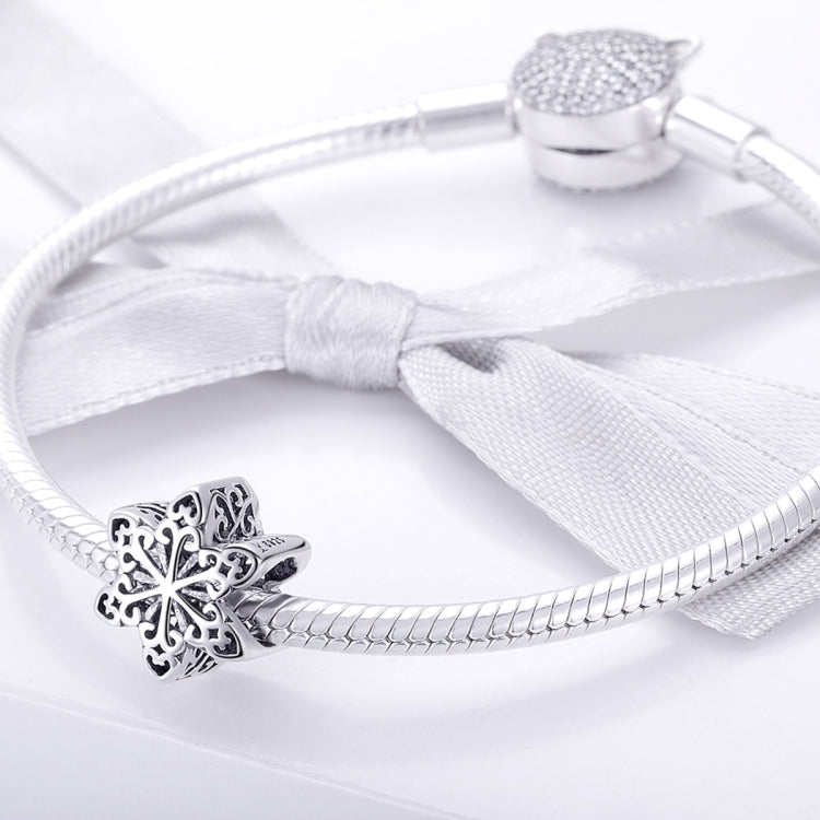 Perles flocons de neige d'hiver en argent sterling S925, accessoires de bracelet et collier à faire soi-même, argent, or rose