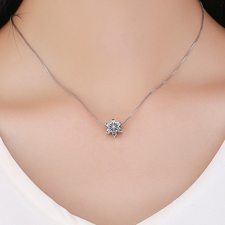 Perles flocons de neige d'hiver en argent sterling S925, accessoires de bracelet et collier à faire soi-même, argent, or rose
