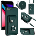 Étui de Téléphone Organiseur de Cartes avec Support Anneau et Longue Cordon, Pour iPhone 8 Plus / 7 Plus