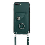 Étui de Téléphone Organiseur de Cartes avec Support Anneau et Longue Cordon, Pour iPhone 8 Plus / 7 Plus