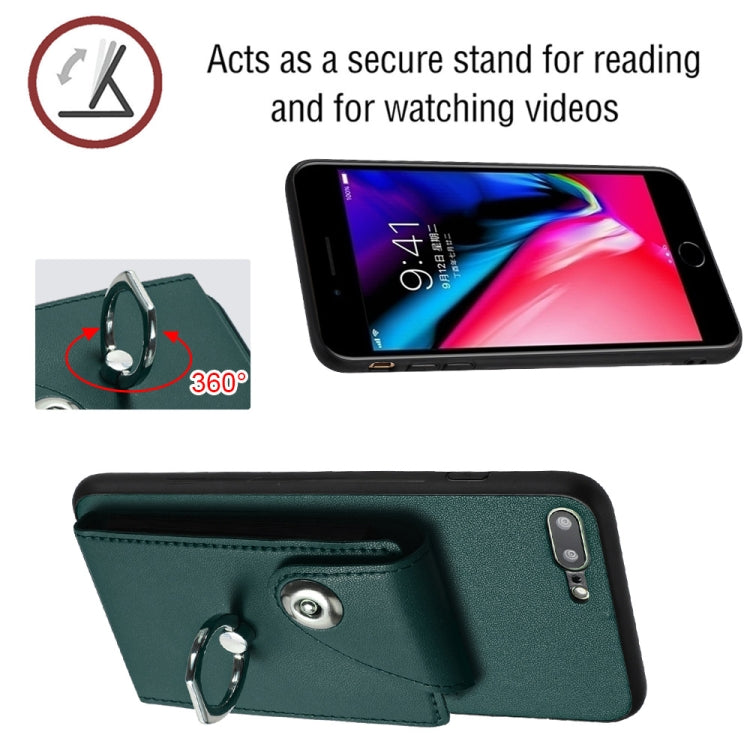 Étui de Téléphone Organiseur de Cartes avec Support Anneau et Longue Cordon, Pour iPhone 8 Plus / 7 Plus