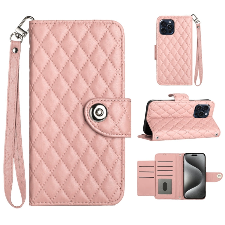Étui de téléphone en cuir rabattable à texture losange avec cordon, pour iPhone 11, pour iPhone 11 Pro, pour iPhone XS / X, pour iPhone XR, pour iPhone XS Max, pour iPhone 8 Plus / 7 Plus / 6s Plus