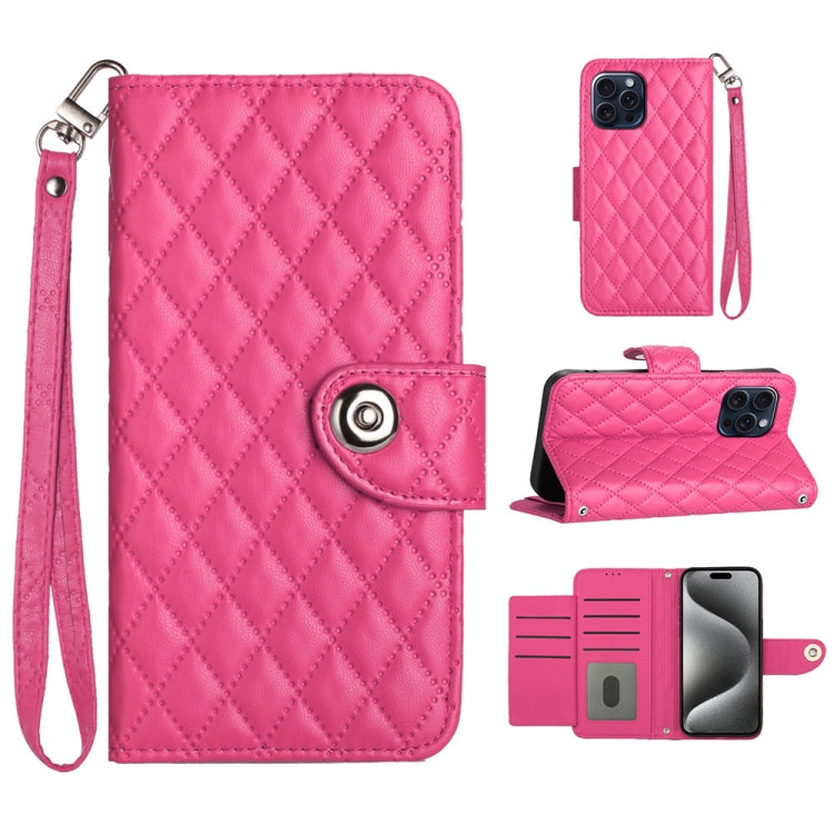 Étui de téléphone en cuir rabattable à texture losange avec cordon, pour iPhone 11, pour iPhone 11 Pro, pour iPhone XS / X, pour iPhone XR, pour iPhone XS Max, pour iPhone 8 Plus / 7 Plus / 6s Plus