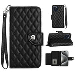 Étui de téléphone en cuir rabattable à texture losange avec cordon, pour iPhone 11, pour iPhone 11 Pro, pour iPhone XS / X, pour iPhone XR, pour iPhone XS Max, pour iPhone 8 Plus / 7 Plus / 6s Plus
