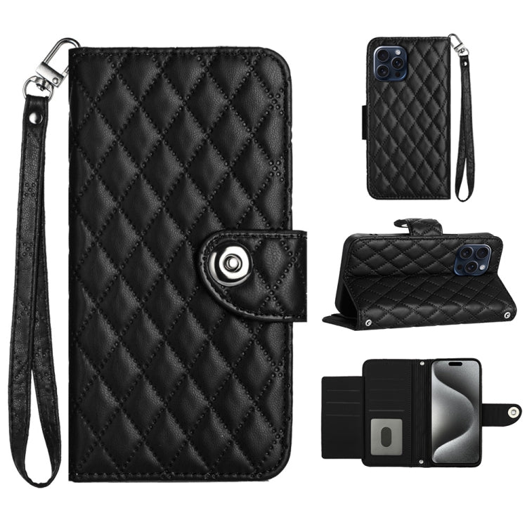 Étui de téléphone en cuir rabattable à texture losange avec cordon, pour iPhone 11, pour iPhone 11 Pro, pour iPhone XS / X, pour iPhone XR, pour iPhone XS Max, pour iPhone 8 Plus / 7 Plus / 6s Plus