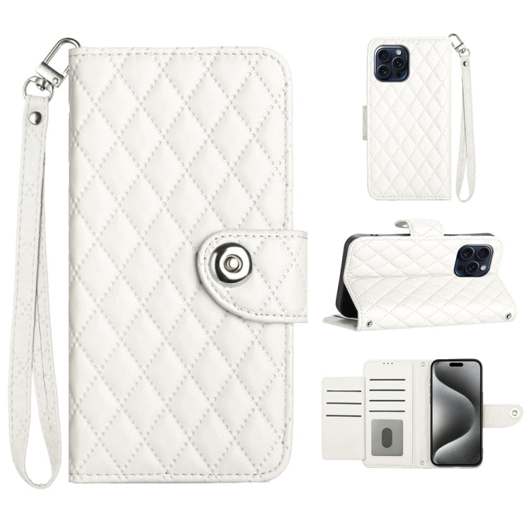 Étui de téléphone en cuir rabattable à texture losange avec cordon, pour iPhone 11, pour iPhone 11 Pro, pour iPhone XS / X, pour iPhone XR, pour iPhone XS Max, pour iPhone 8 Plus / 7 Plus / 6s Plus