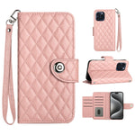 Étui de téléphone en cuir rabattable à texture losange avec cordon, pour iPhone 11, pour iPhone 11 Pro, pour iPhone XS / X, pour iPhone XR, pour iPhone XS Max, pour iPhone 8 Plus / 7 Plus / 6s Plus
