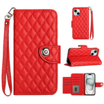 Étui de téléphone en cuir rabattable à texture losange avec cordon, pour iPhone 11, pour iPhone 11 Pro, pour iPhone XS / X, pour iPhone XR, pour iPhone XS Max, pour iPhone 8 Plus / 7 Plus / 6s Plus