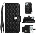 Étui de téléphone en cuir rabattable à texture losange avec cordon, pour iPhone 11, pour iPhone 11 Pro, pour iPhone XS / X, pour iPhone XR, pour iPhone XS Max, pour iPhone 8 Plus / 7 Plus / 6s Plus